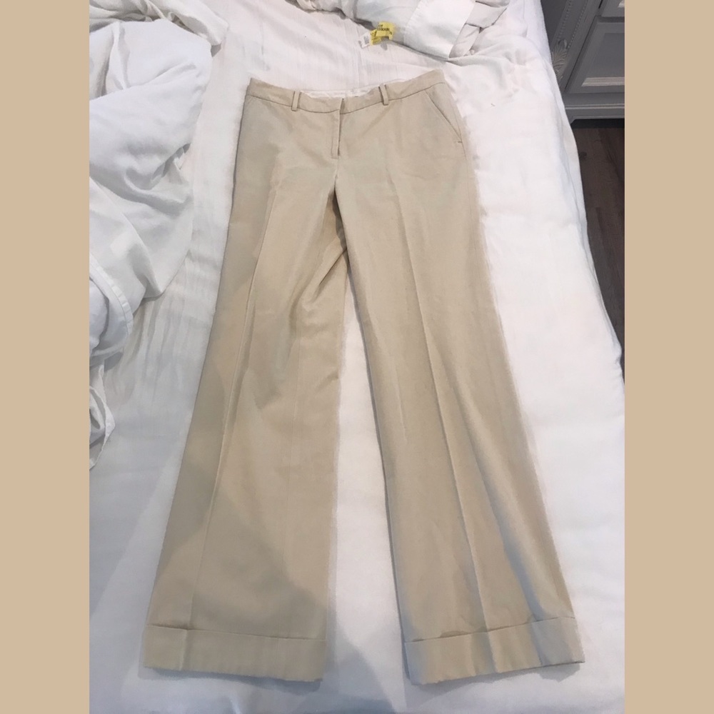 Cream Lafayette 148 Wide Leg Pants